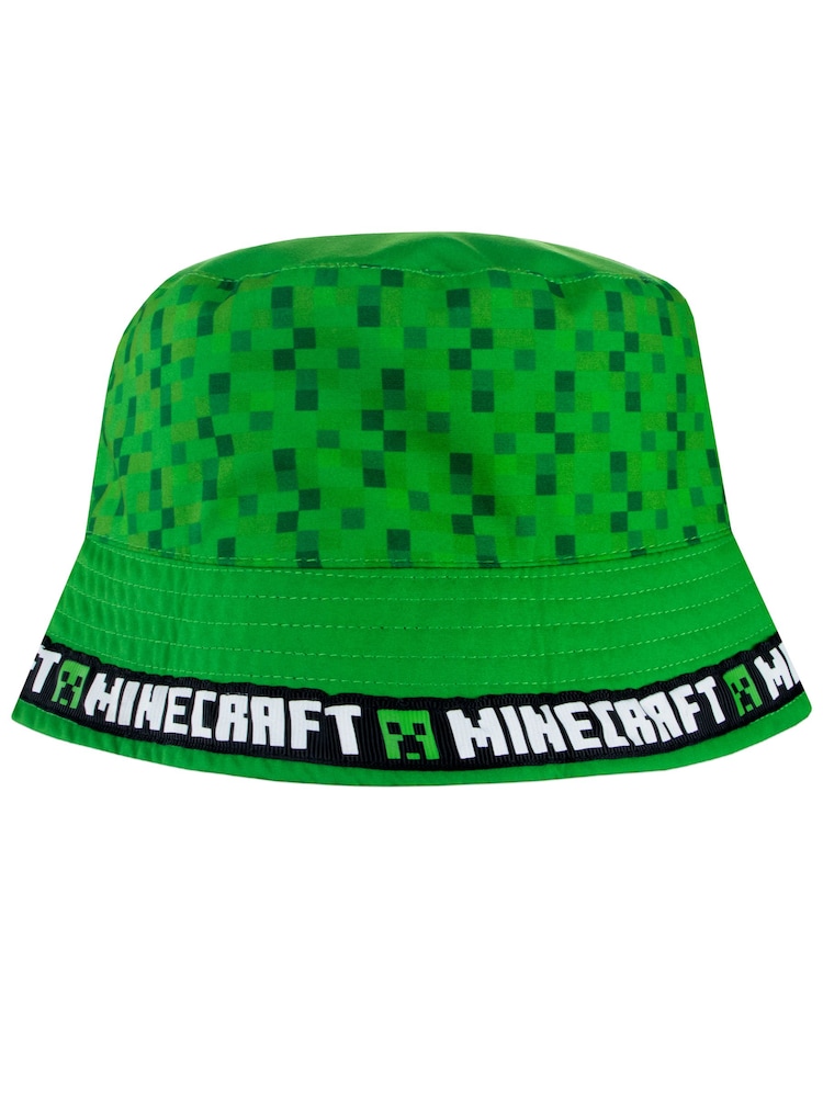 Character Green 100% Cotton Minecraft Reversible Bucket Hat - Image 6 of 6