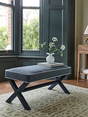 Nina Campbell Clabon Indigo Blue Rosebury Bench - Image 2 of 7