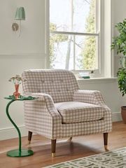 Nina Campbell Natural Bracken Gingham Check Walton Accent Chair - Image 1 of 8