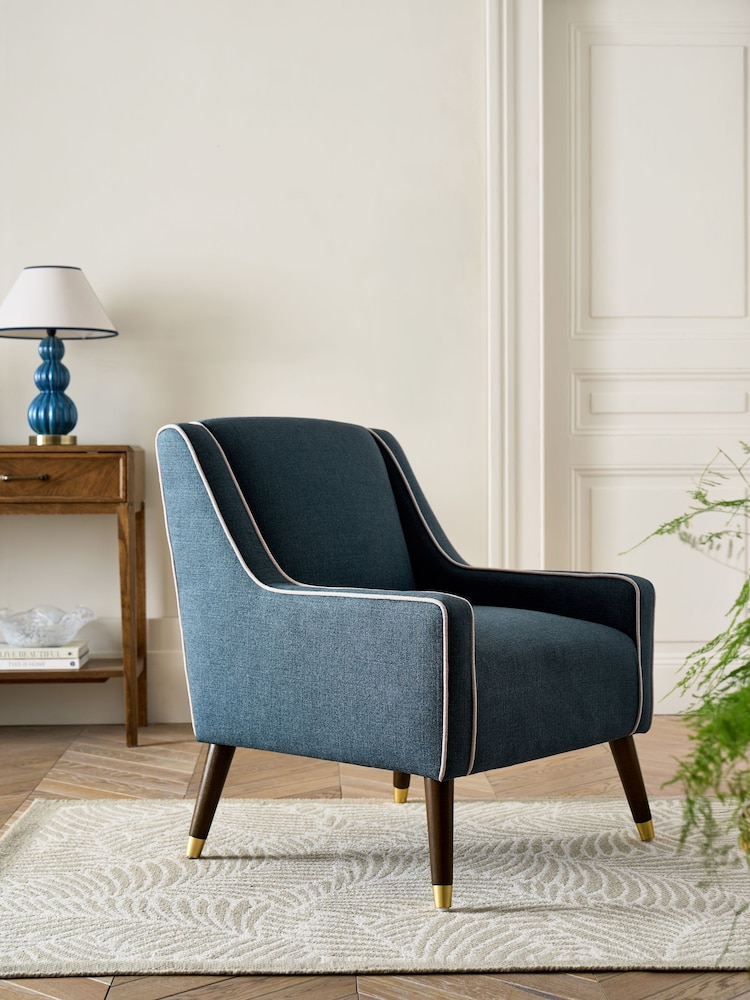 Nina Campbell Clabon Indigo Blue Rosebury Accent Chair - Image 1 of 9