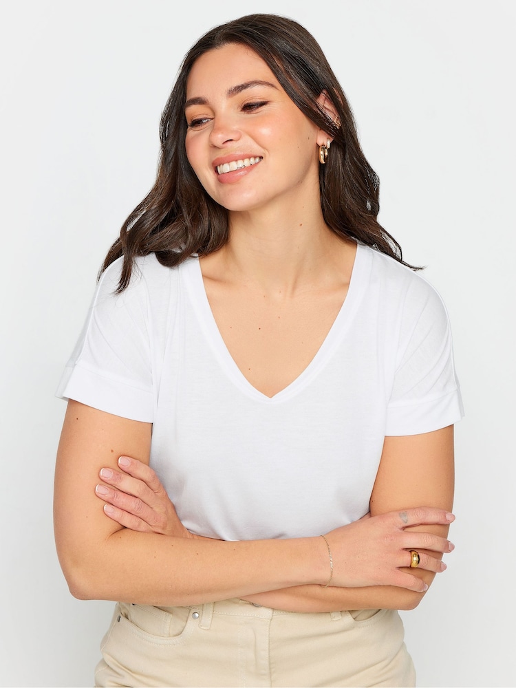 Blanco - Camiseta con cuello de pico PREMIUM de Long Tall Sally - Imagen 4 de 4 Blanco - Camiseta con cuello de pico PREMIUM de Long Tall Sally - Imagen 4 de 4