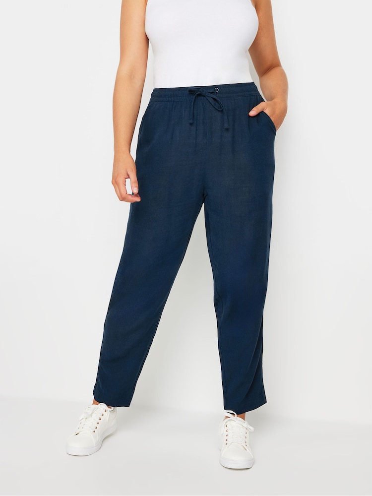 M&Co Blue Linen Joggers - Image 1 of 4
