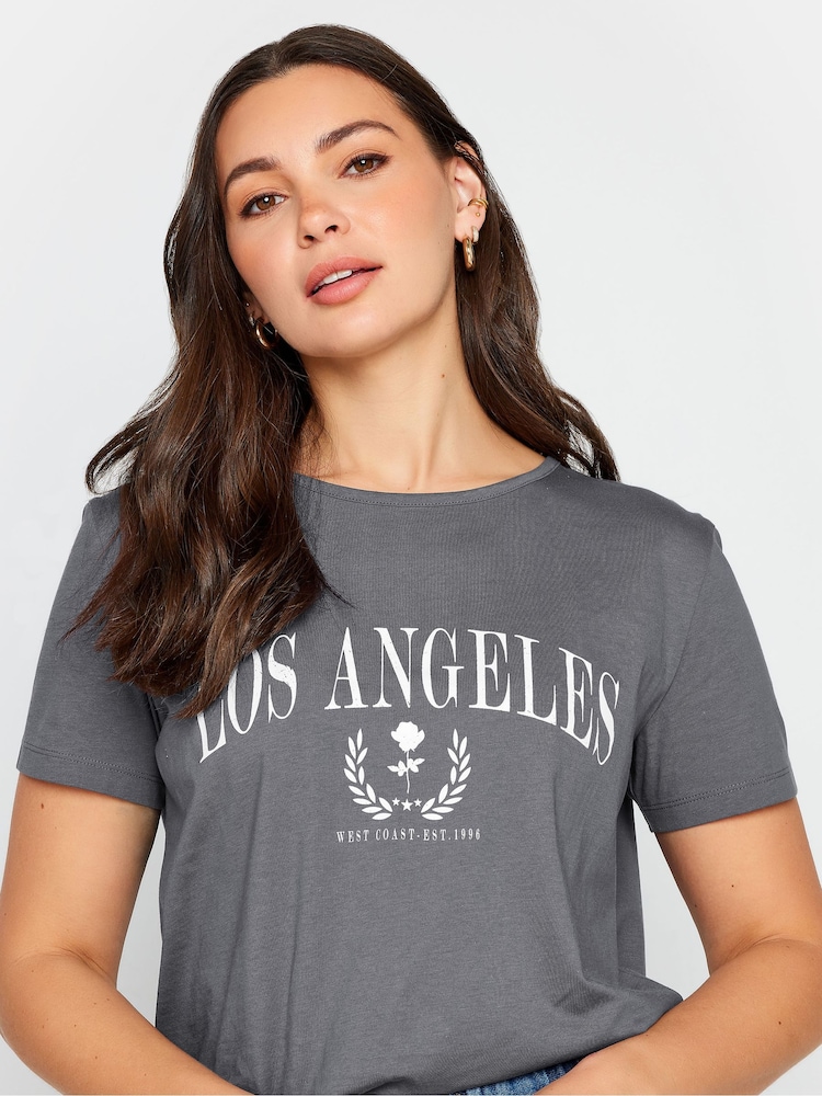 Long Tall Sally Grey 100% Cotton Stripe Crew Neck T-Shirt - Image 4 of 4