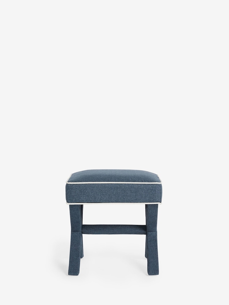 Nina Campbell Clabon Indigo Blue Rosebury Footstool - Image 2 of 8