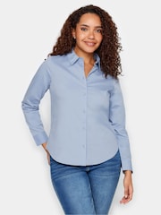 M&Co Blue White Cotton Poplin Long Sleeve Shirt - Image 1 of 4
