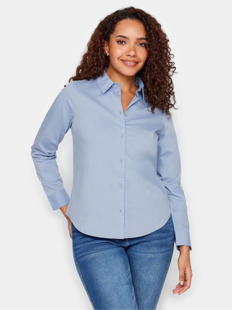 M&Co Blue White Cotton Poplin Long Sleeve Shirt - Image 1 of 4