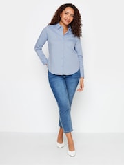 M&Co Blue White Cotton Poplin Long Sleeve Shirt - Image 2 of 4