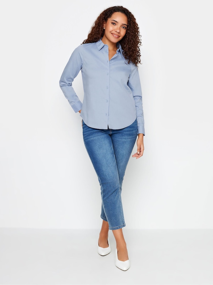 M&Co Blue White Cotton Poplin Long Sleeve Shirt - Image 2 of 4