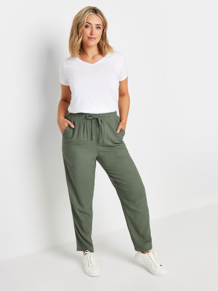 Зеленый - M&Co Linen Joggers - Изображение 2 из 5