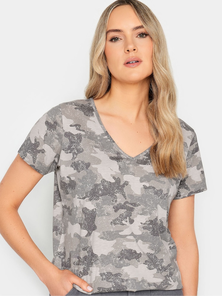 Long Tall Sally Grey Short Sleeve V-Neck T-Shirt - Image 4 of 4 Long Tall Sally Grey Short Sleeve V-Neck T-Shirt - Image 4 of 4