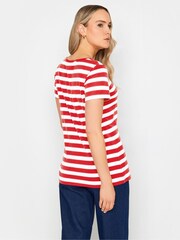 Long Tall Sally Red 100% Cotton Stripe Crew Neck T-Shirt - Image 3 of 4