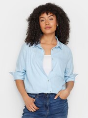 M&Co Blue Linen Button Up Shirt - Image 1 of 5