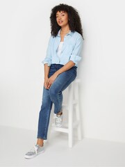 M&Co Blue Linen Button Up Shirt - Image 2 of 5