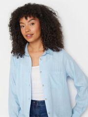 M&Co Blue Linen Button Up Shirt - Image 4 of 5