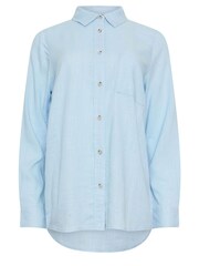 M&Co Blue Linen Button Up Shirt - Image 5 of 5