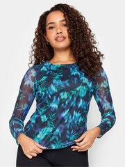 Blau - M&Co Mesh Long Sleeve Top - Bild 1 von 4
