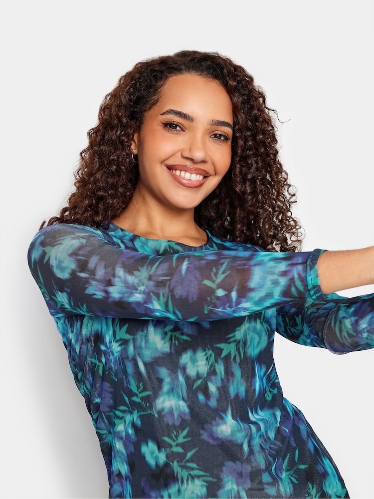 Blau - M&Co Mesh Long Sleeve Top - Bild 4 von 4