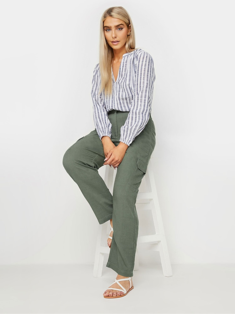 M&Co Green Relaxed Linen Cargo Trousers - Image 1 of 5
