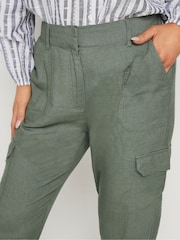 M&Co Green Relaxed Linen Cargo Trousers - Image 4 of 5