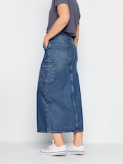 Long Tall Sally Blue 100% Cotton Denim Tie Waist Maxi Skirt - Image 2 of 4