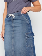 Long Tall Sally Blue 100% Cotton Denim Tie Waist Maxi Skirt - Image 4 of 4