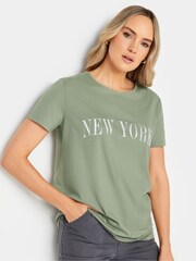 Long Tall Sally Green Stripe Crew Neck T-Shirt - Image 1 of 4