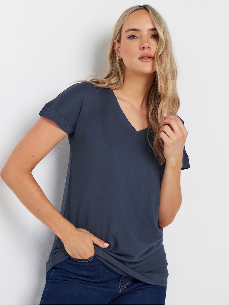 Azul - Camiseta con cuello de pico PREMIUM de Long Tall Sally - Imagen 1 de 4 Azul - Camiseta con cuello de pico PREMIUM de Long Tall Sally - Imagen 1 de 4