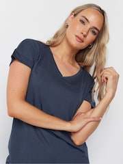 Azul - Camiseta con cuello de pico PREMIUM de Long Tall Sally - Imagen 4 de 4