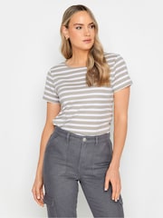 Long Tall Sally Natural Stripe Crew Neck T-Shirt - Image 1 of 4