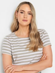 Long Tall Sally Natural Stripe Crew Neck T-Shirt - Image 4 of 4