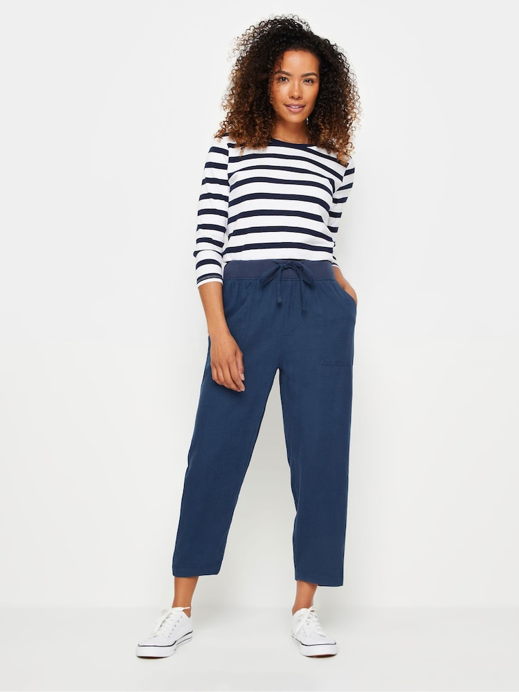 M&Co Blue Petite Linen Cropped Trousers - Image 2 of 5