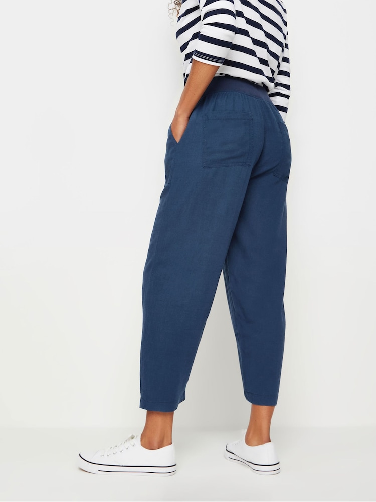 M&Co Blue Petite Linen Cropped Trousers - Image 3 of 5