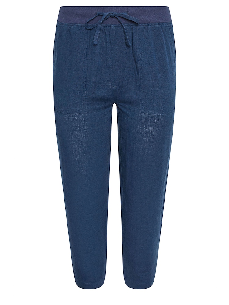 M&Co Blue Petite Linen Cropped Trousers - Image 5 of 5