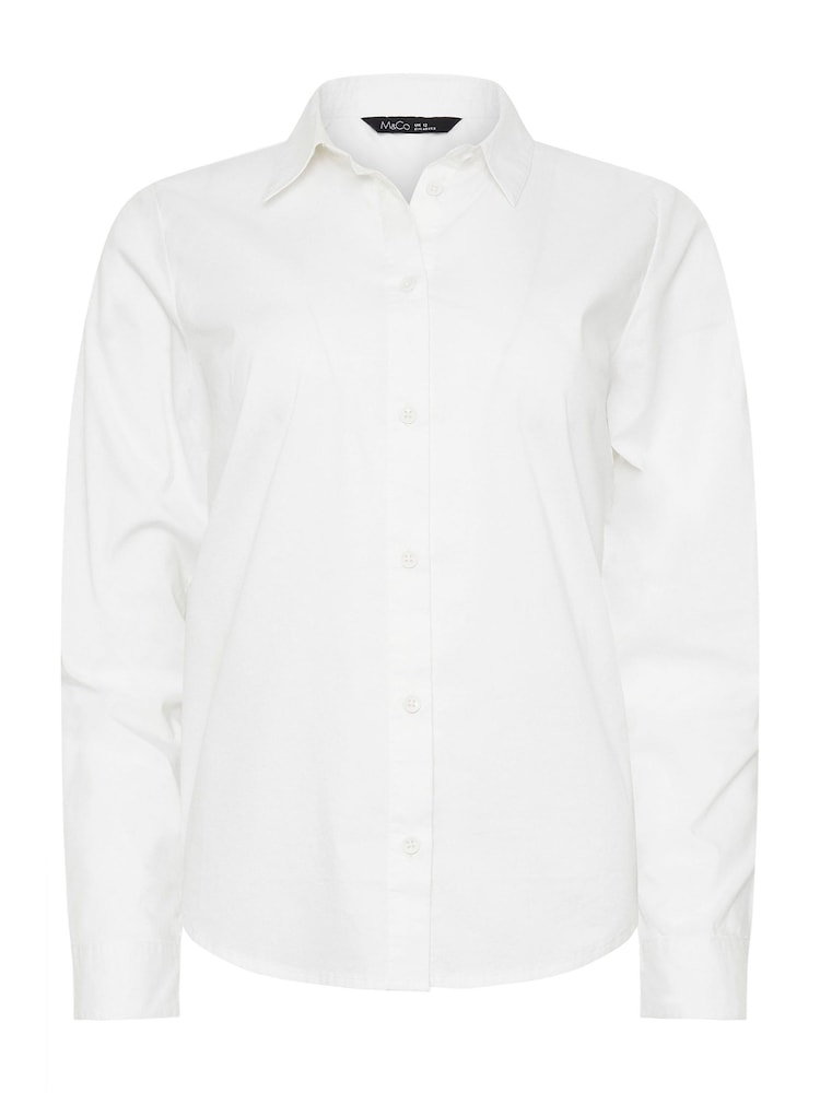 M&Co White White Cotton Poplin Long Sleeve Shirt - Image 5 of 5