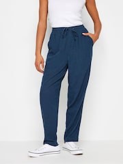 M&Co Navy Blue Petite Linen Joggers - Image 1 of 5