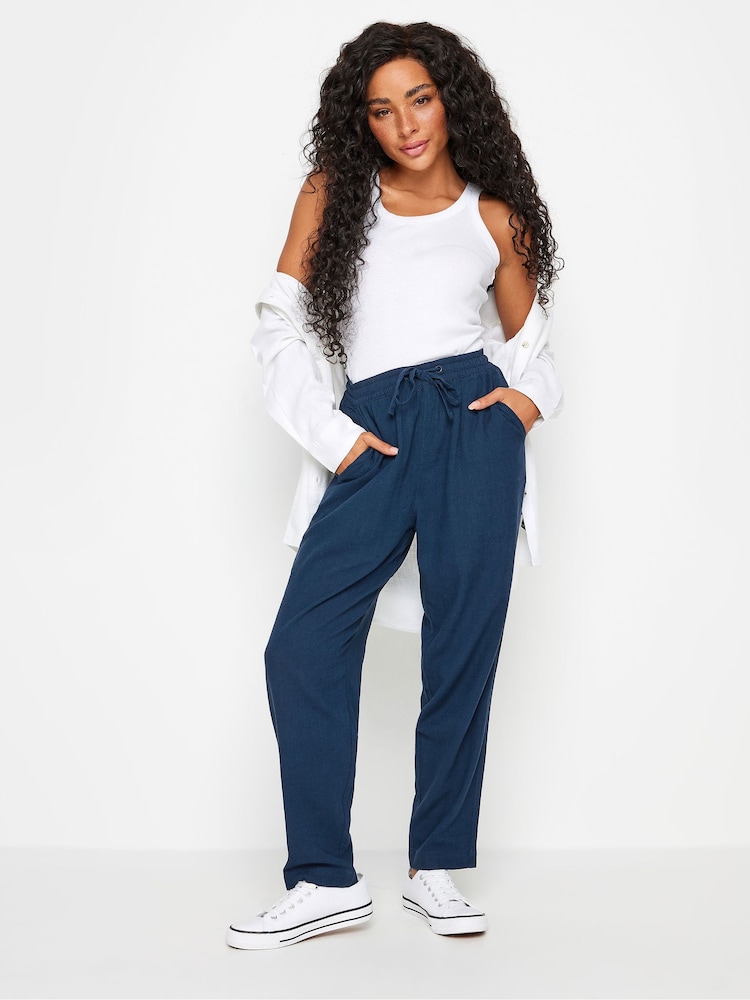 M&Co Navy Blue Petite Linen Joggers - Image 2 of 5