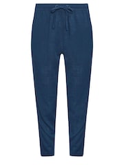 M&Co Navy Blue Petite Linen Joggers - Image 5 of 5