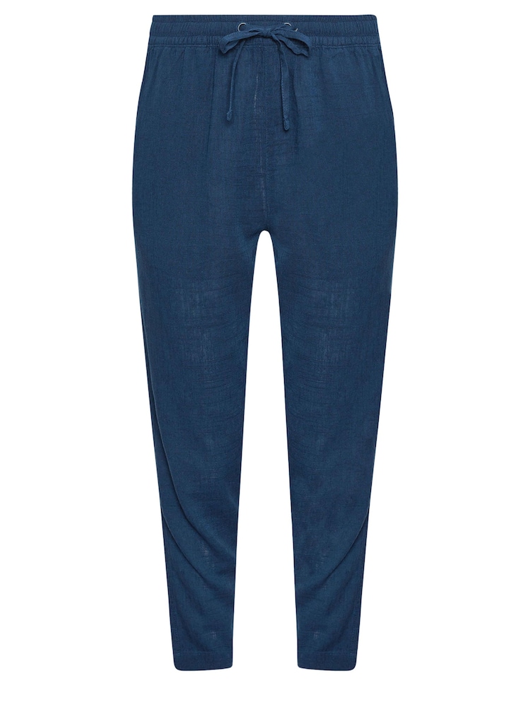 M&Co Navy Blue Petite Linen Joggers - Image 5 of 5