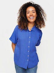 M&Co Blue Orange Short Sleeve Linen Shirt - Image 1 of 5