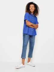 M&Co Blue Orange Short Sleeve Linen Shirt - Image 2 of 5