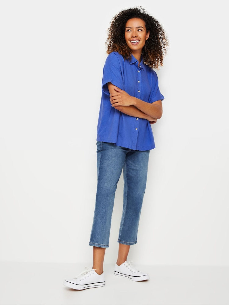 M&Co Blue Orange Short Sleeve Linen Shirt - Image 2 of 5