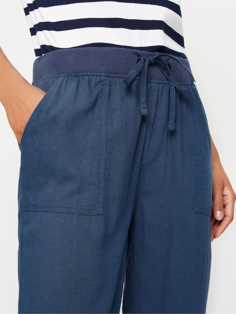 M&Co Blue Linen Cropped Joggers - Image 4 of 5