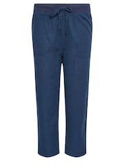 M&Co Blue Linen Cropped Joggers - Image 5 of 5