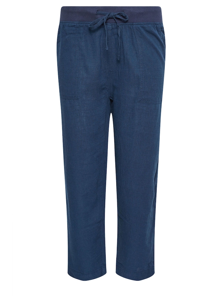 M&Co Blue Linen Cropped Joggers - Image 5 of 5