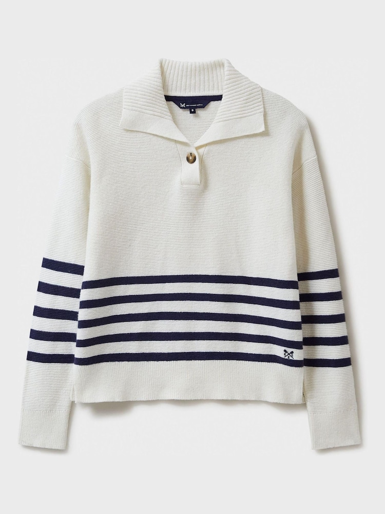 Crew Clothing Collar Detail Stripe Jumper - Image 4 of 4