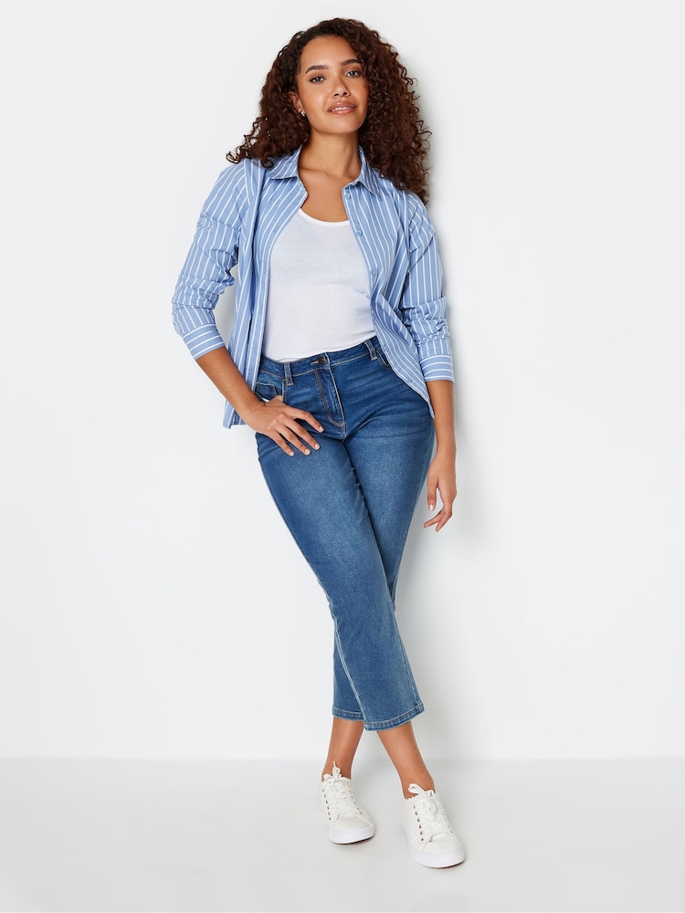 M&Co Blue & White Striped Cotton Poplin Shirt - Image 2 of 4