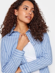 M&Co Blue & White Striped Cotton Poplin Shirt - Image 4 of 4