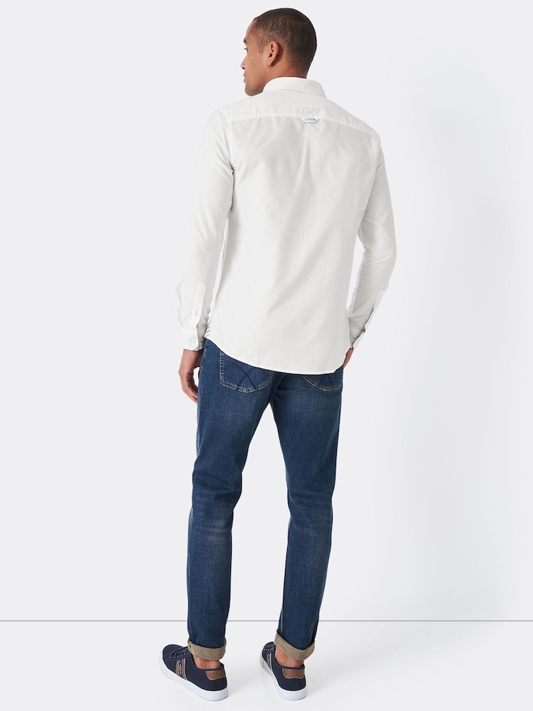 Crew Clothing White Slim Fit 100% Cotton Oxford Shirt - Image 2 of 4