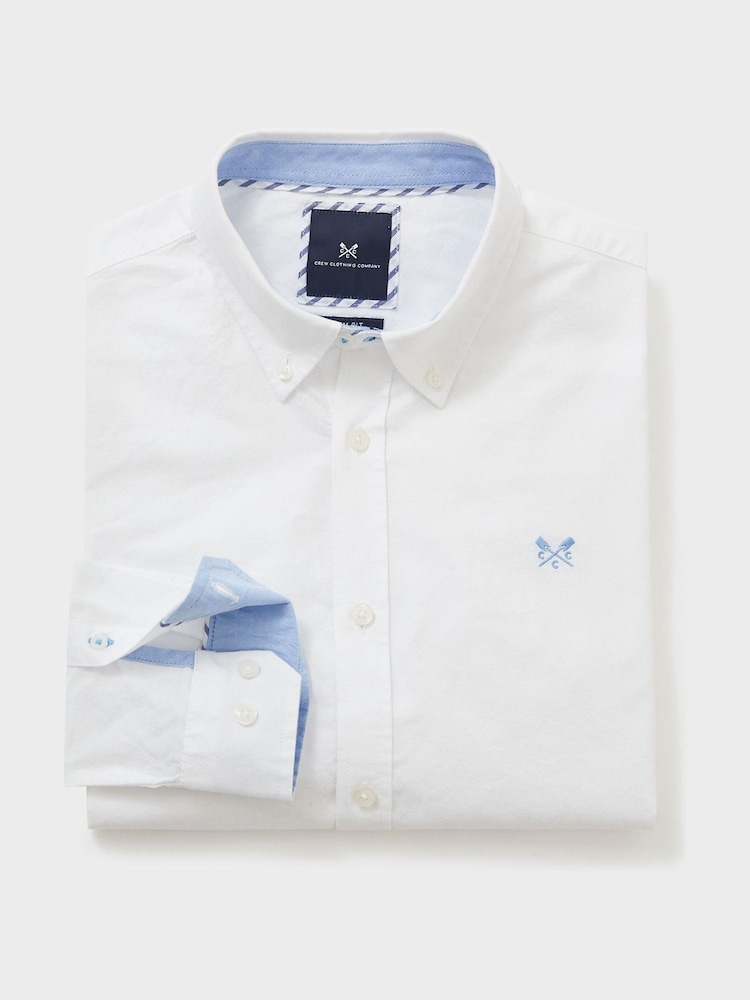 Crew Clothing White Slim Fit 100% Cotton Oxford Shirt - Image 4 of 4