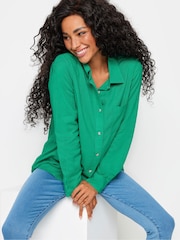 M&Co Green M&Co Petite Linen Long Sleeve Shirt - Image 1 of 5